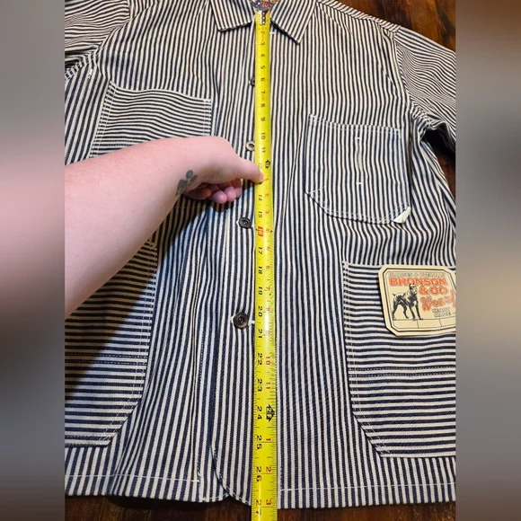 Rugged Bronson Hickory Stripe Railroad Vintage NWT Men Denim Chore Coat sz 42 - Picture 4 of 10